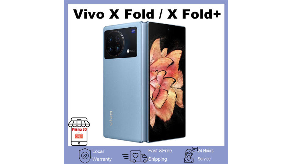 Vivo X Fold / Vivo X Fold+ X Fold Plus 5G 2K+ 120Hz E5 Folding Screen Dual Screen Fingerprint Snapdragon 8 Gen1 Folding Phone Imported Set 1 Year Local Warranty. (Photo: Lazada SG)