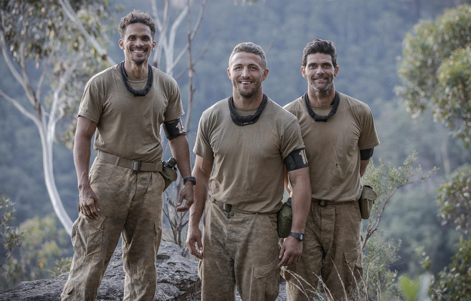 Sam Burgess, John Steffensen and Mark Philippoussis