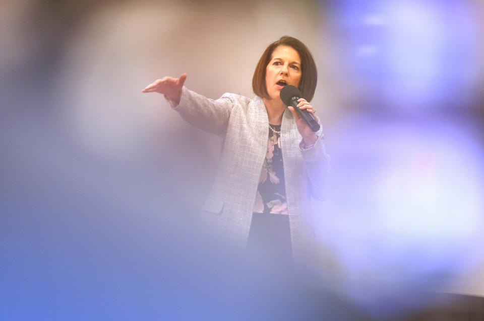 Sen. Catherine Cortez Masto, D-Nev., in Las Vegas on Oct. 16, 2022. (Justin Sullivan / Getty Images file)