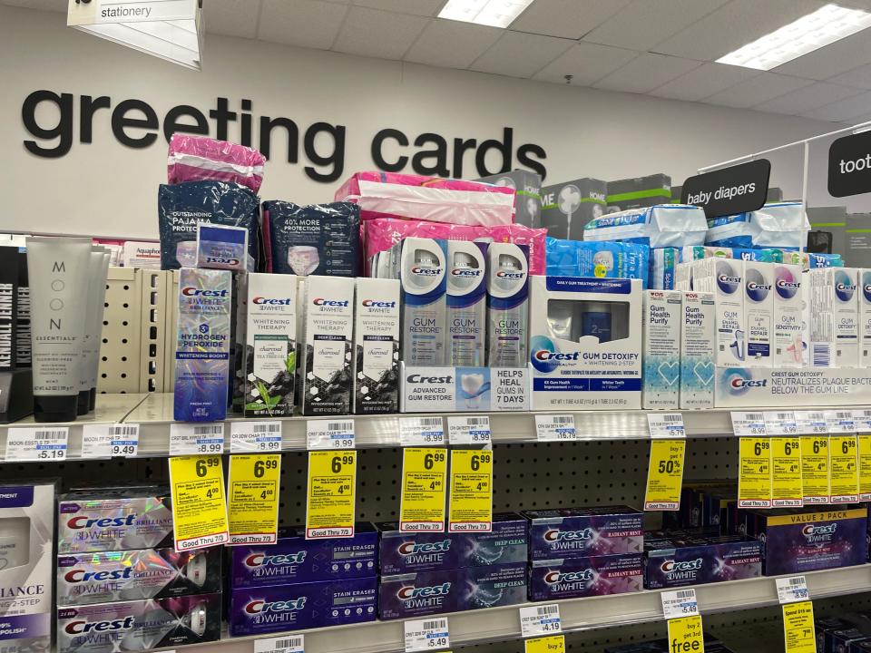 Look for signs to save at CVS. Items are regularly marked.
