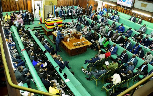 PHOTO: Ugandan legislators participate in the debate of the Anti-Homosexuality bill, during a sitting at the Parliament building in Kampala, Uganda, March 21, 2023. (Abubaker Lubowa/Reuters)