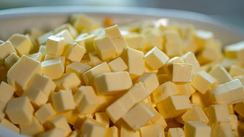 cubes of butter in bowl