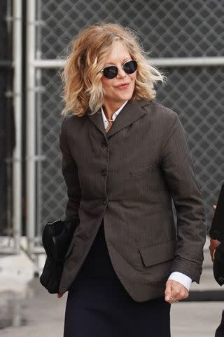 <p>JOCE/Bauer-Griffin/GC Images</p> Meg Ryan arriving at 'Jimmy Kimmel Live' on Oct. 25 in Los Angeles.