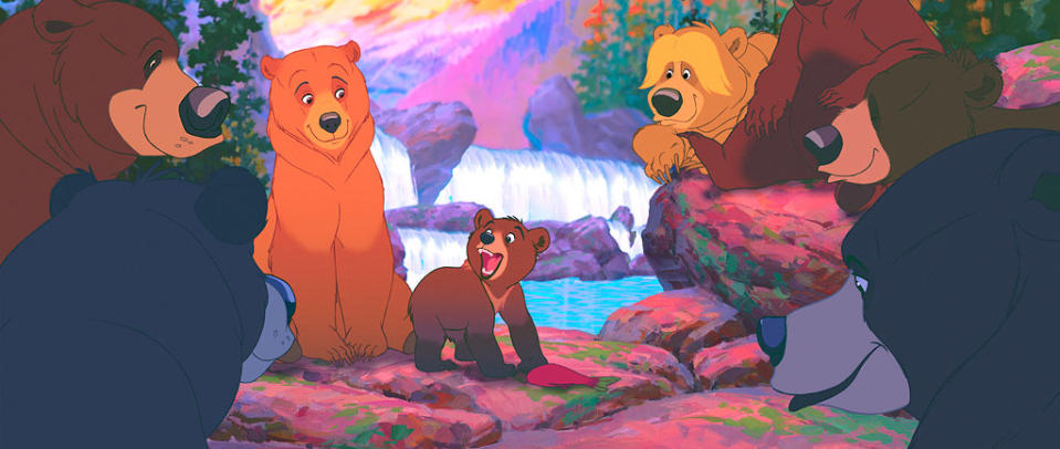 <a href="http://movies.yahoo.com/movie/1808409320/info" data-ylk="slk:BROTHER BEAR;elm:context_link;itc:0;sec:content-canvas" class="link ">BROTHER BEAR</a> (2003) - Joaquin Phoenix (as Kenai) messed up his line when he said: "I don't care that you and Binky found the world's biggest pine cone ever." Jeremy Suarez (as Koda) corrected him with: "First of all, it's not Binky, it's Bucky, and it wasn't a pine cone it was a pine nut." The accidental improvisation was kept in the final film.