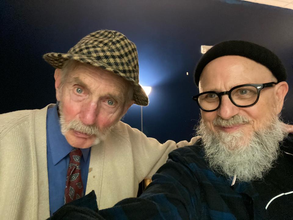 Comedian and screenwriter Bobcat Goldthwait takes a selfie with Blue Room Comedy's "Old Man Willy".