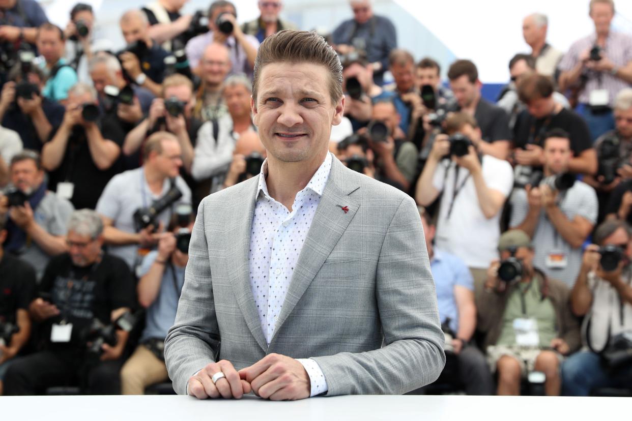 Jeremy Renner poses for photographers during the photo call for the film Wind River, at the 70th international film festival, Cannes, southern France, Saturday, May 20, 2017. (AP Photo/Alastair Grant)