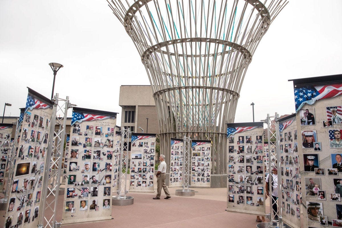 Remembering Our Fallen is an emotional exhibit featuring 34 tribute towers with military and personal photos of more than 5,000 fallen soldiers lost since 9/11.