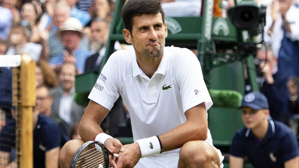 Novak Djokovic's celebration caused a stir after winning Wimbledon. (Photo by Visionhaus/Getty Images)