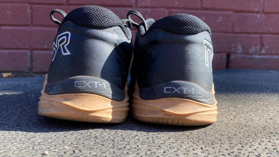 Heel tabs on TYR CXT-1 trainers