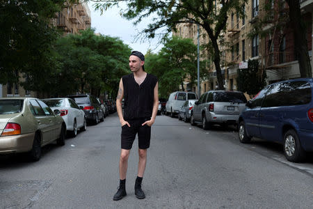 Daniel Silverstein, 29, designer and founder of Zero Waste Daniel, a unisex apparel store in Williamsburg, poses for a picture in the Brooklyn borough of New York, U.S., September 2, 2018. REUTERS/Caitlin Ochs