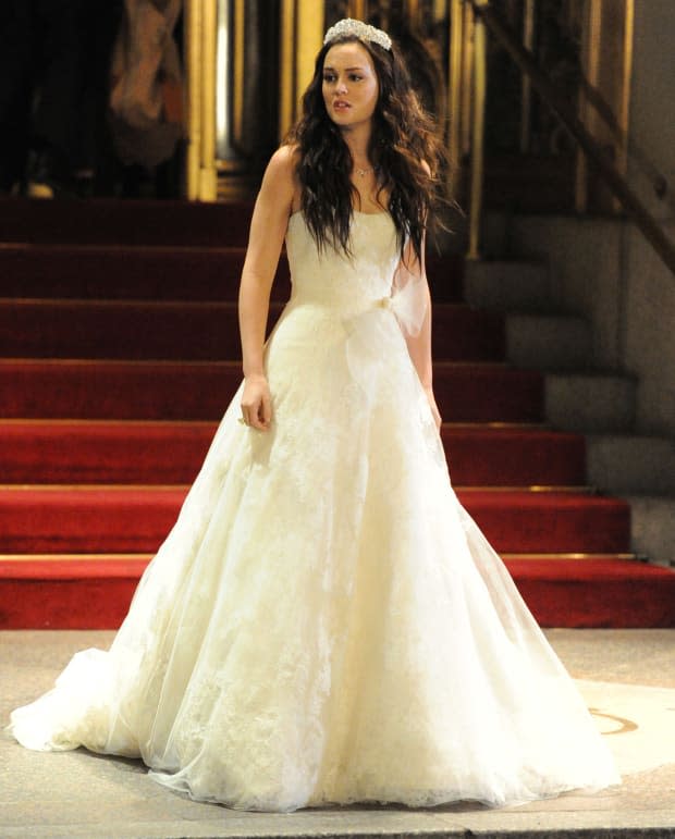 Blair in Vera Wang for the 100th episode royal wedding.