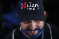 California delegate Marko Krosnjar wears a Hillary 2016 hat and blue sparkles in his beard. REUTERS/Mark Kauzlarich