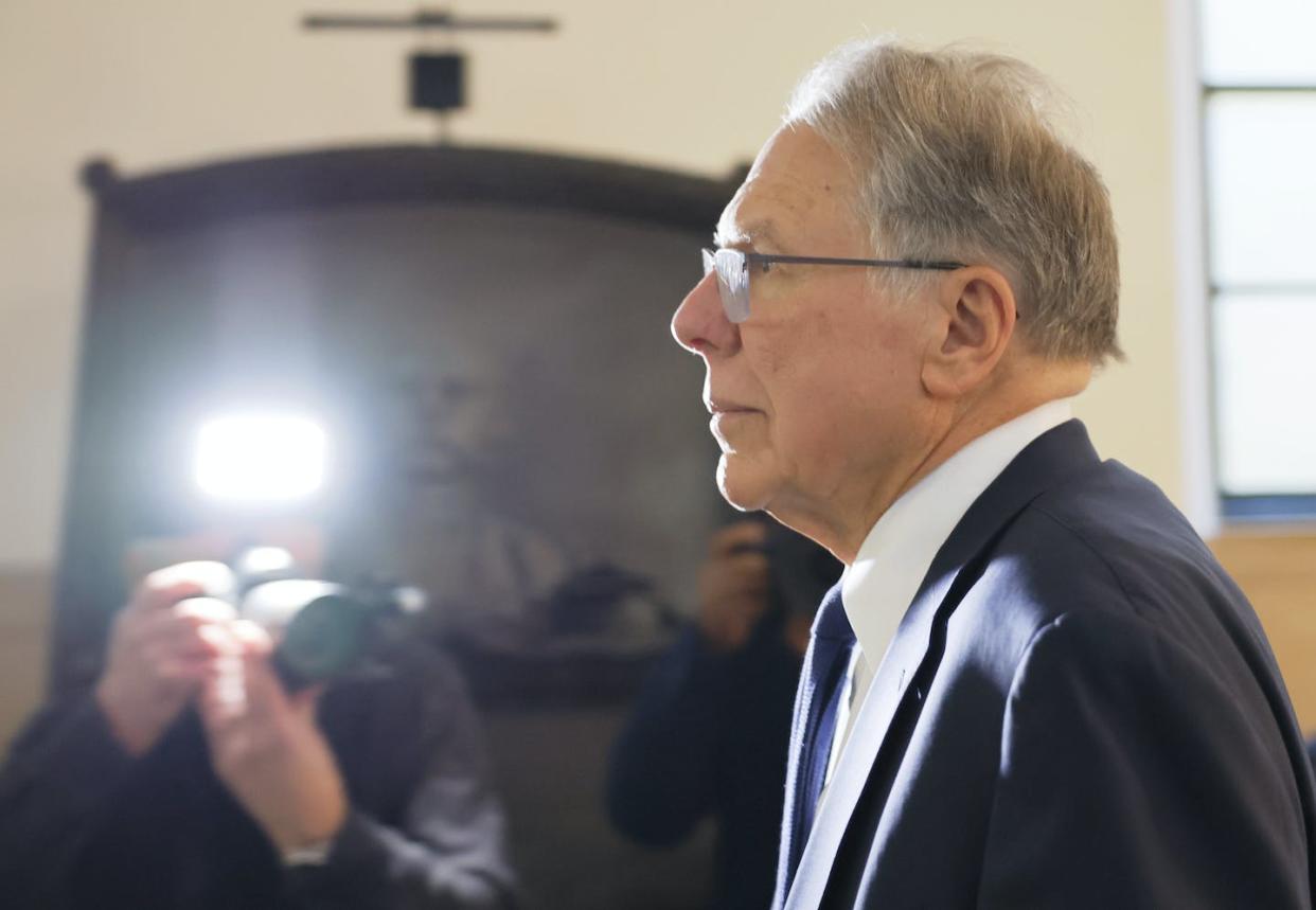 Former NRA Leader Wayne LaPierre arrives for his civil trial at New York State Supreme Court on Jan. 8, 2024, in New York City. <a href="https://www.gettyimages.com/detail/news-photo/former-nra-leader-wayne-lapierre-arrives-for-his-civil-news-photo/1917197606?adppopup=true" rel="nofollow noopener" target="_blank" data-ylk="slk:Michael M. Santiago/Getty Images;elm:context_link;itc:0;sec:content-canvas" class="link ">Michael M. Santiago/Getty Images</a>