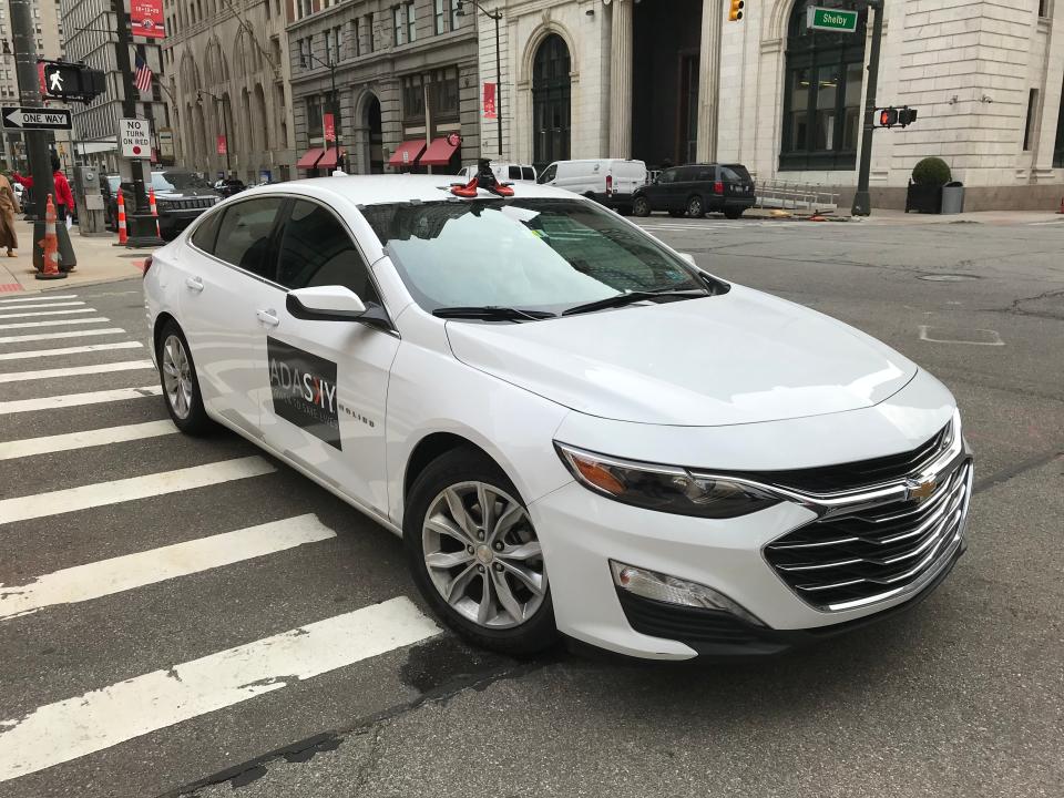 A Chevy Malibu is equipped with a thermal camera from AdaSky, Oct. 21, 2019 in Detroit.