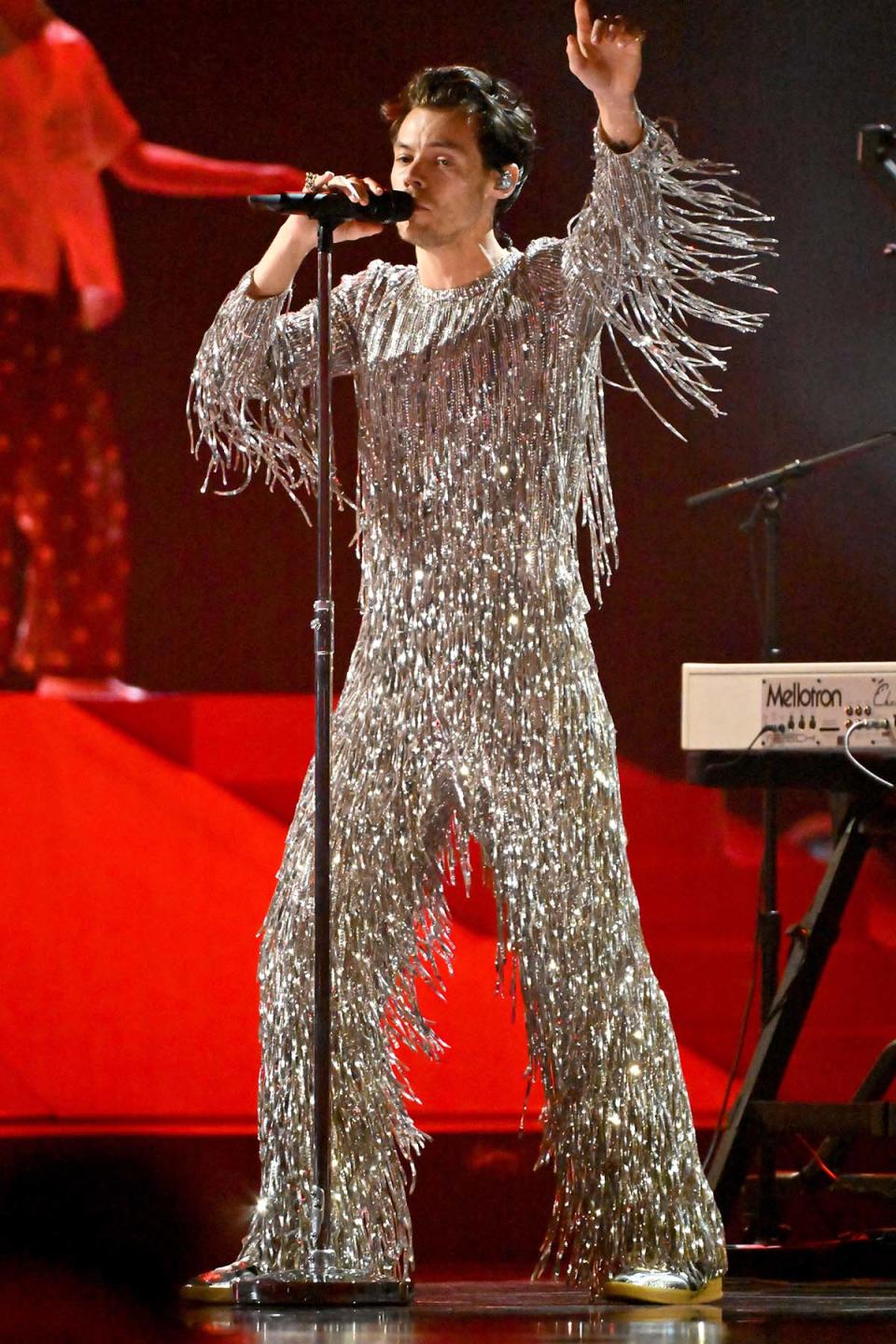 Sparkles Sequins Fringe Every Outfit Harry Styles Wore At The 2023 Grammys Photos