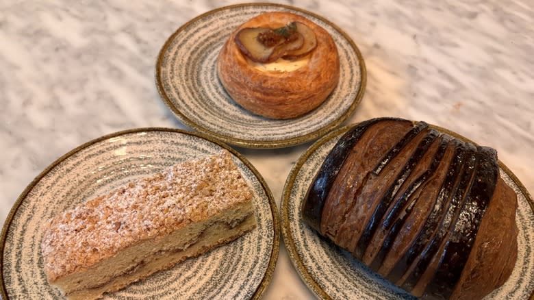 various pastries on plates