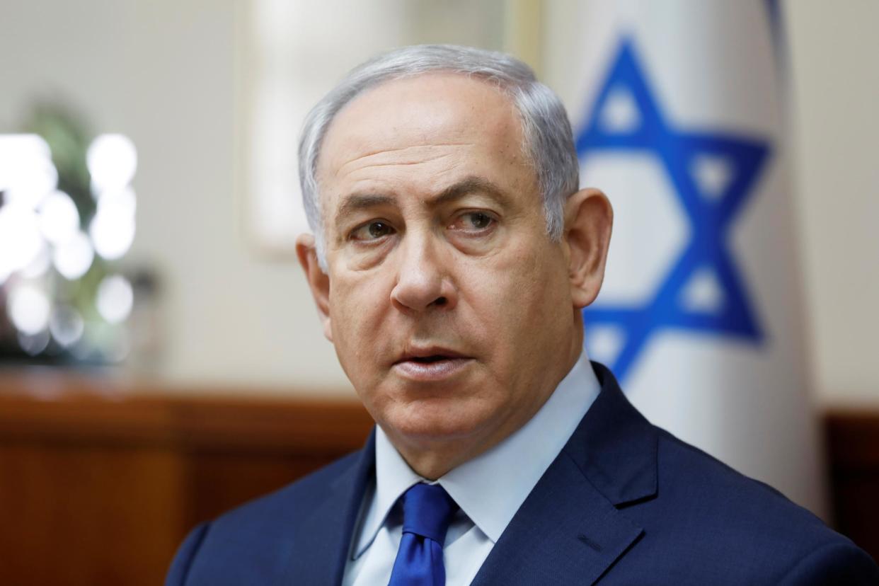 Israel's Prime Minister Benjamin Netanyahu at a weekly cabinet meeting in Jerusalem on 19 November: REUTERS