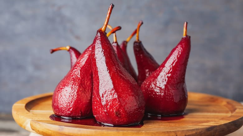 pears poached in red wine