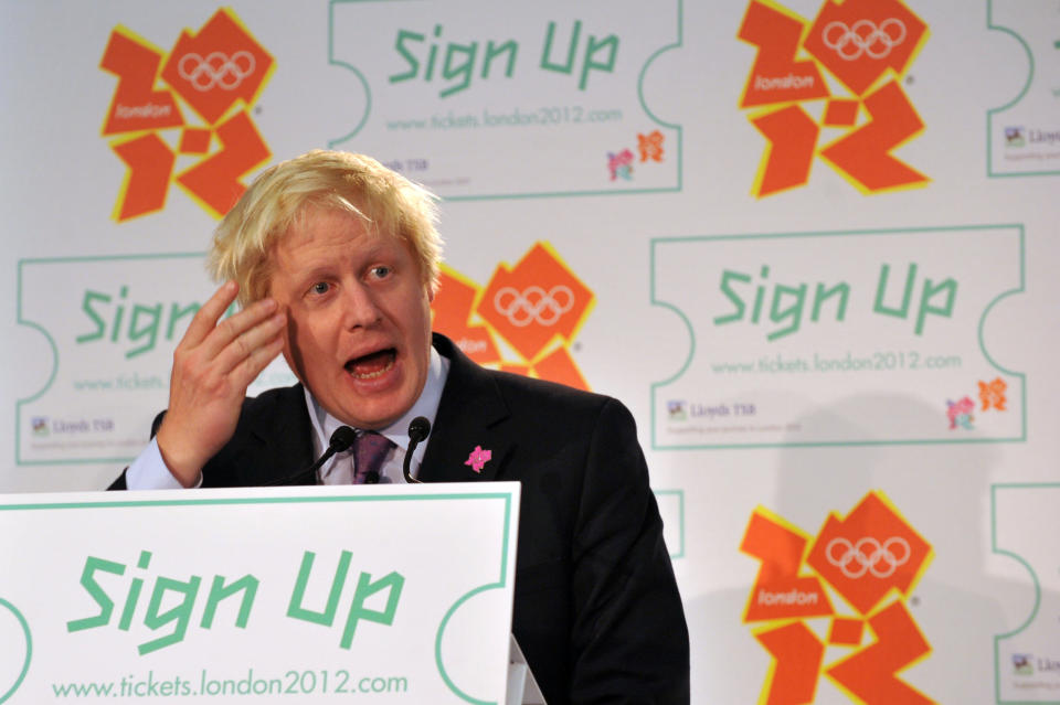 London Mayor Boris Johnson during a media conference at Newham Leisure Centre for the announcement of ticket prices for the London 2012 Olympics.