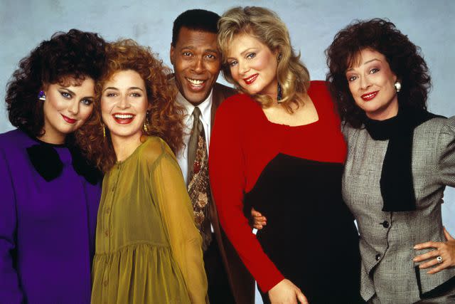 <p>CBS via Getty </p> From Left: Delta Burke, Annie Potts, Meshach Taylor, Jean Smart and Dixie Carter