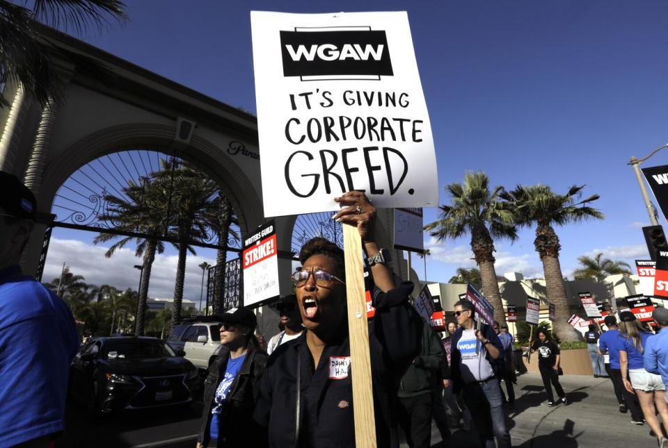 Actor and writer Daheli Hall joins WGA members on Tuesday, the first day of the strike