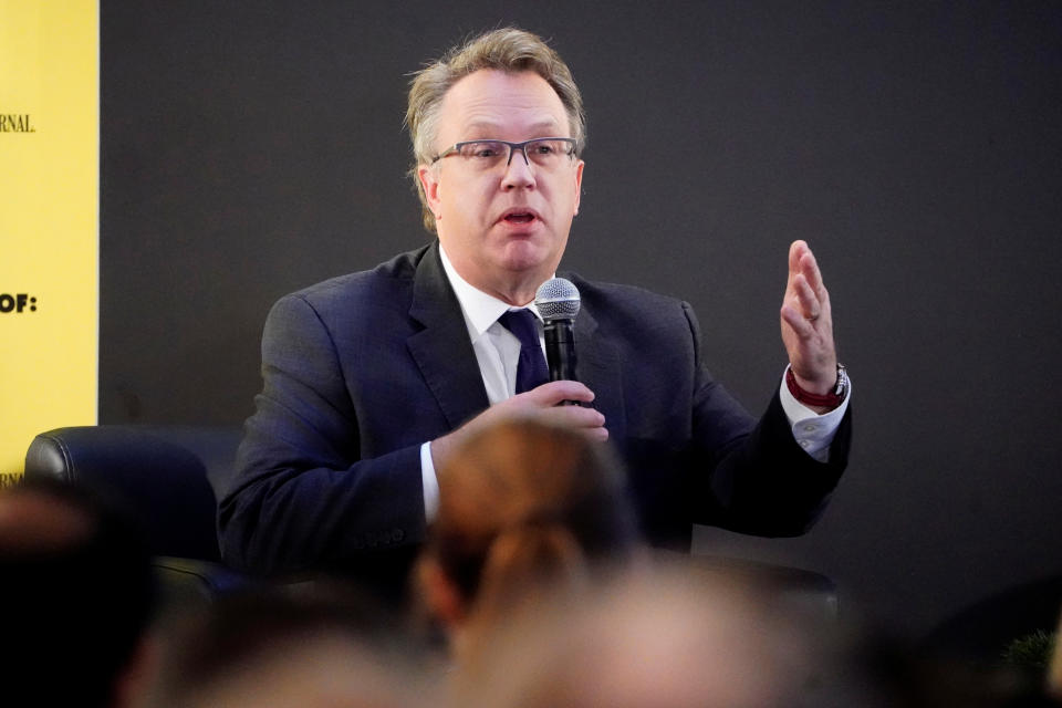 John Williams, Chief Executive Officer of the Federal Reserve Bank of New York, speaks at an event in New York, U.S., November 6, 2019. REUTERS/Carlo Allegri