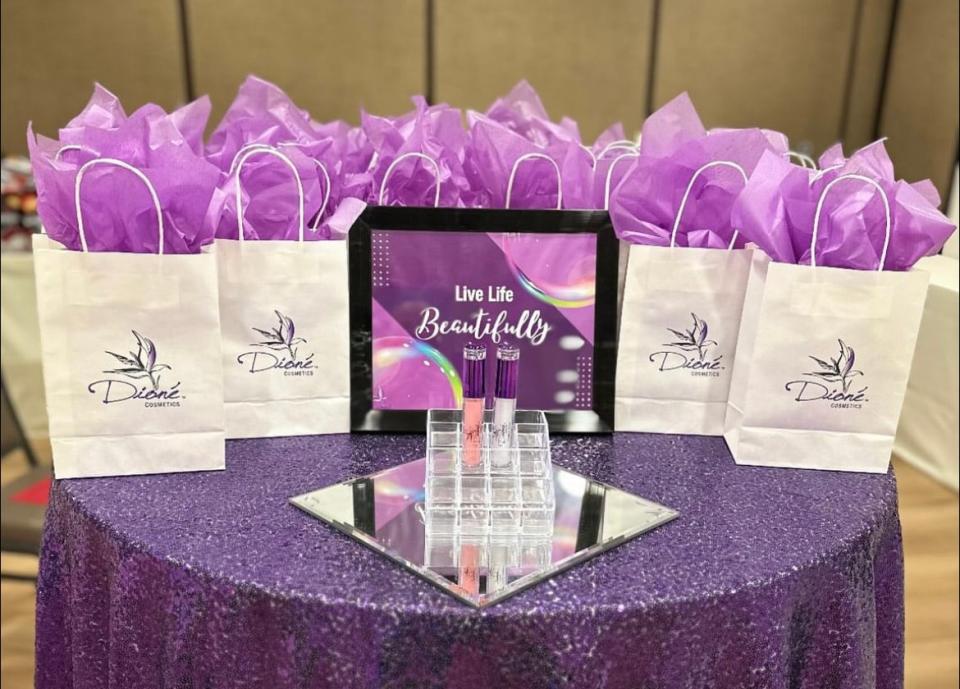 Anderson took to Instagram to show her table and goodie bags set up in preparation for the event.