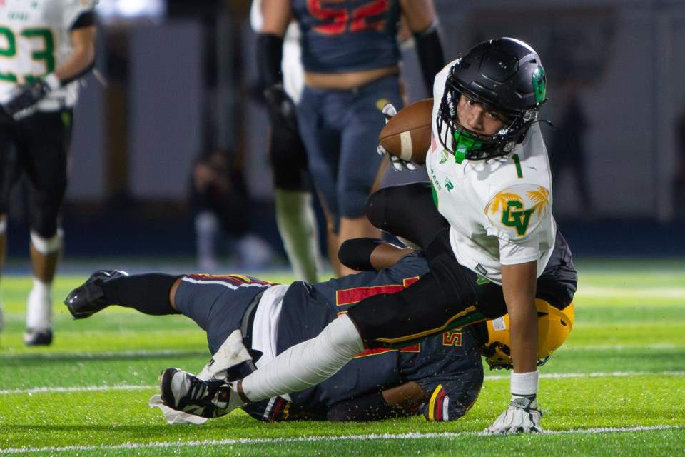 Mikey Rodriguez, shown here on Nov. 17, 2025 against Cerritos, had the most touchdowns among all receivers in the valley this season.