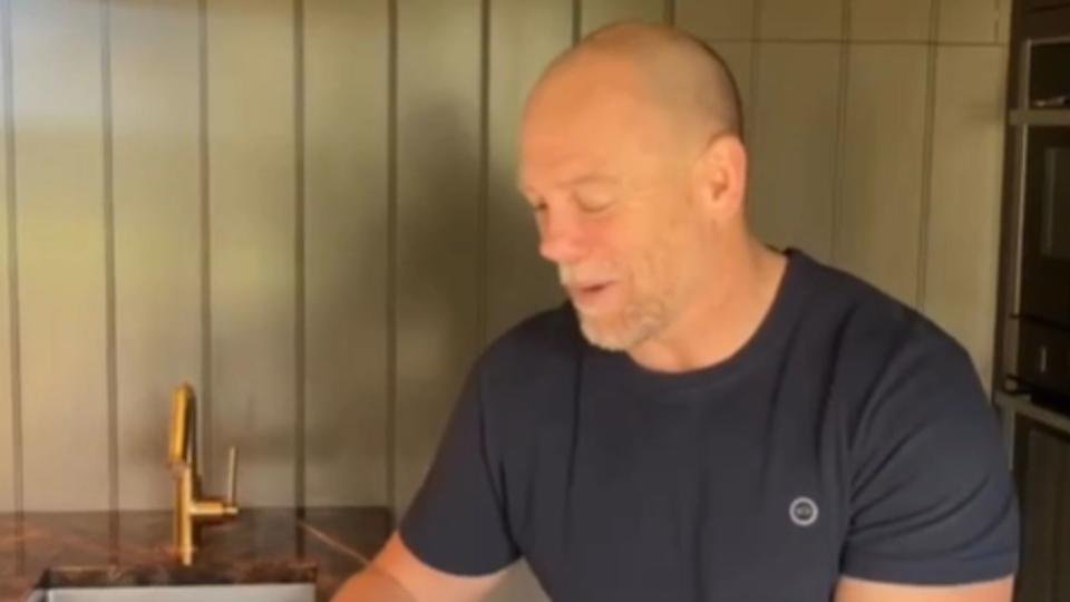 Mike Tindall films inside their kitchen at home