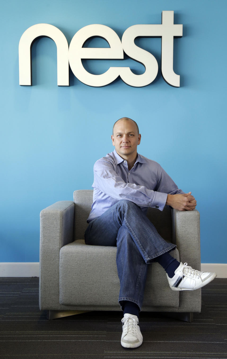 In this Tuesday, Oct. 1, 2013, photo, Tony Fadell, Founder and CEO of Nest, poses for a portrait in the company's offices in Palo Alto, Calif. (AP Photo/Marcio Jose Sanchez)