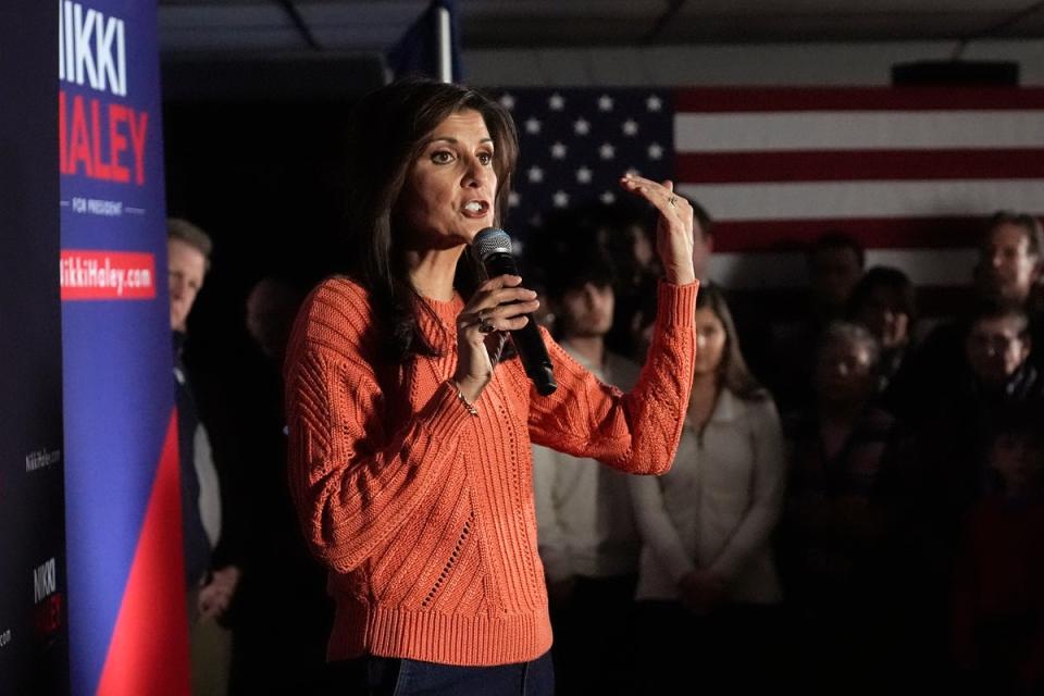 Mr Trump also said it was ‘highly unlikely’ former South Carolina Governor Nikki Haley would end up serving in a second administration (AP)