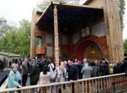 Opening ceremony of a collapsible synagogue commemorating Holocaust victims, in Kyiv