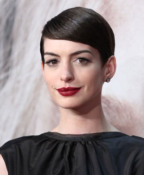 <b>Anne Hathaway at the Les Miserables premiere in New York, Dec 2012 </b><br><br>Anne opted for berry stained lips and defined brows for the red carpet.<br><br>© Rex