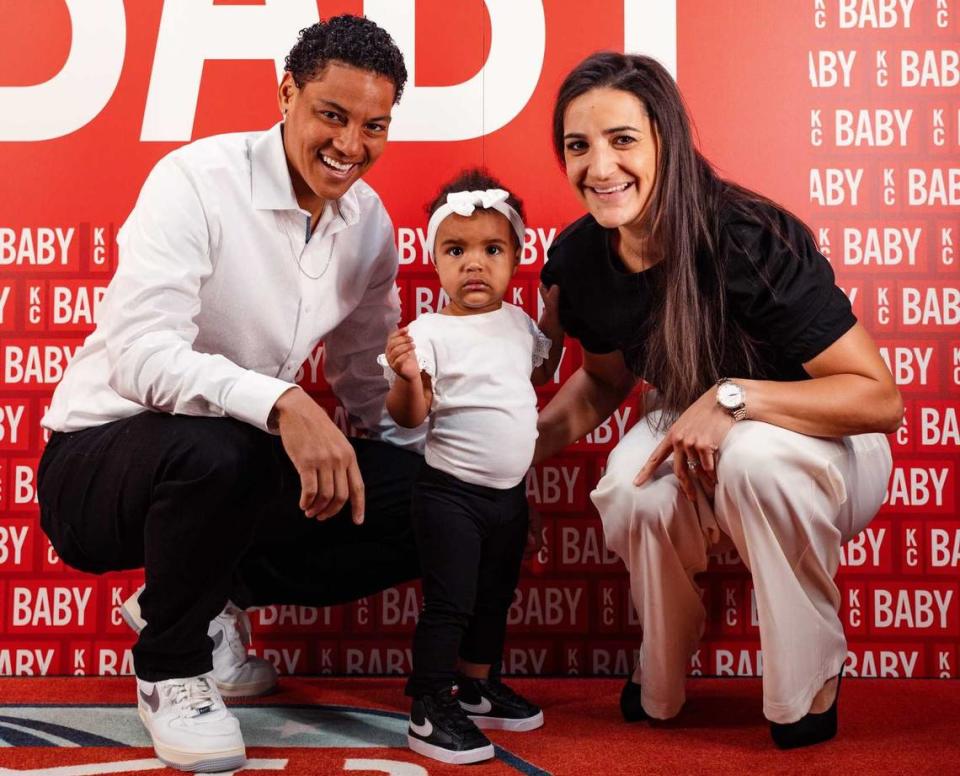 KC Current goalkeeper AD Franch, left, with daughter Kamari Boscacci-Franch and wife Emily.