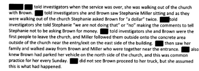 The section from the charging affidavit in the murder case against Stephanie Miller tells of events leading up to the killing involved.