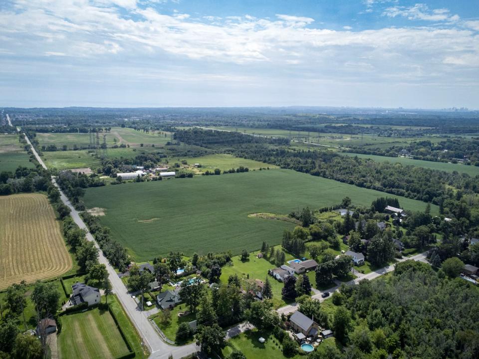 The hamlet of Cherrywood, located in Pickering, Ont., inside the Duffins Rouge Agricultural Preserve, is pictured on Aug. 15, 2023.