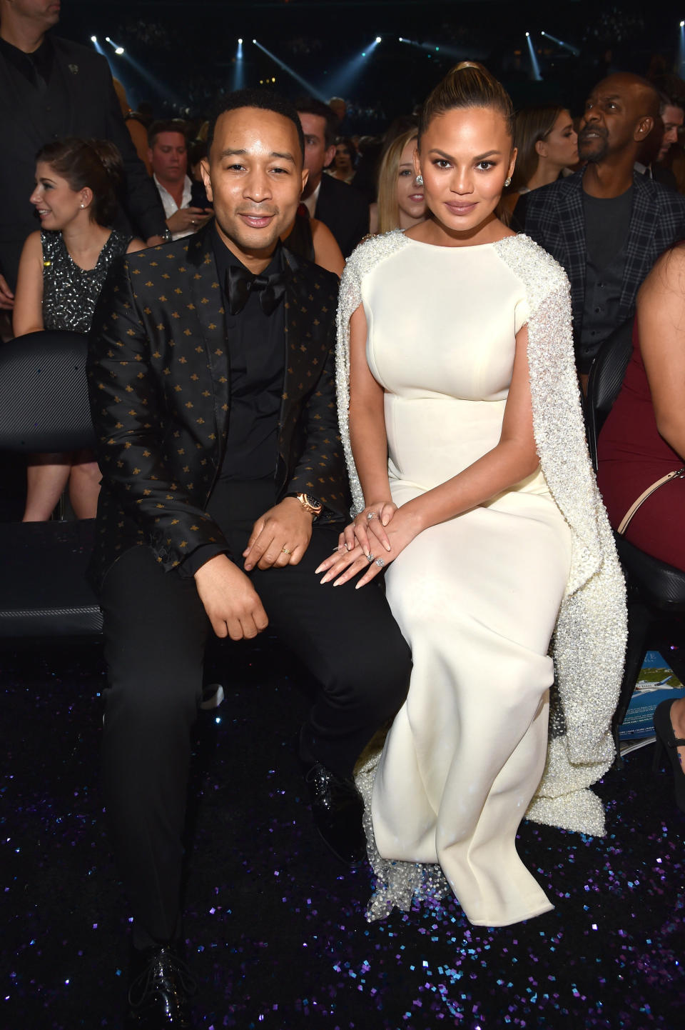 LOS ANGELES, CA - FEBRUARY 15:  Singer John Legend and model Chrissy Tiegen attend The 58th GRAMMY Awards at Staples Center on February 15, 2016 in Los Angeles, California.  (Photo by Lester Cohen/WireImage)