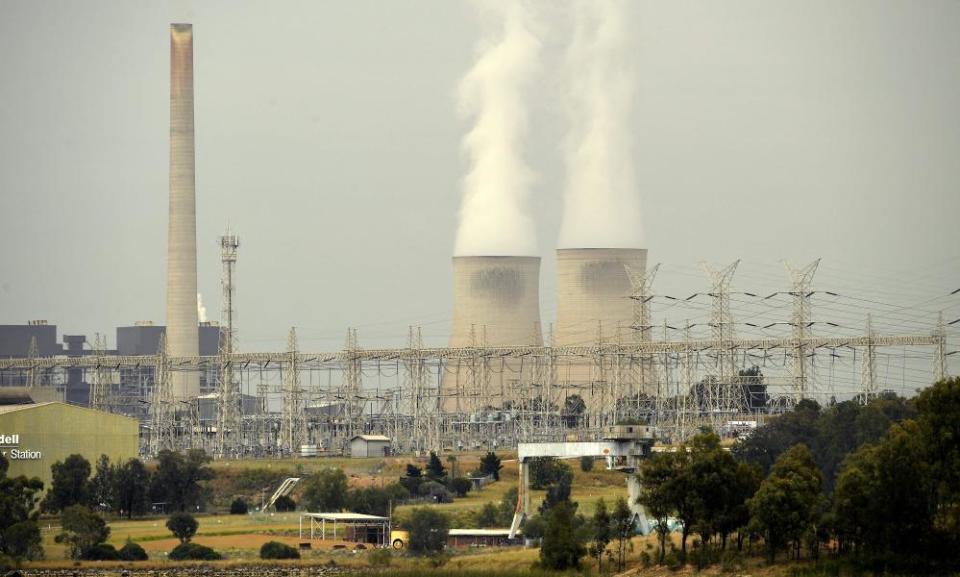 Steam rising from cooling towers of the power generating plants in the town of Singleton, 70km from Newcastle, the world’s largest coal exporting port