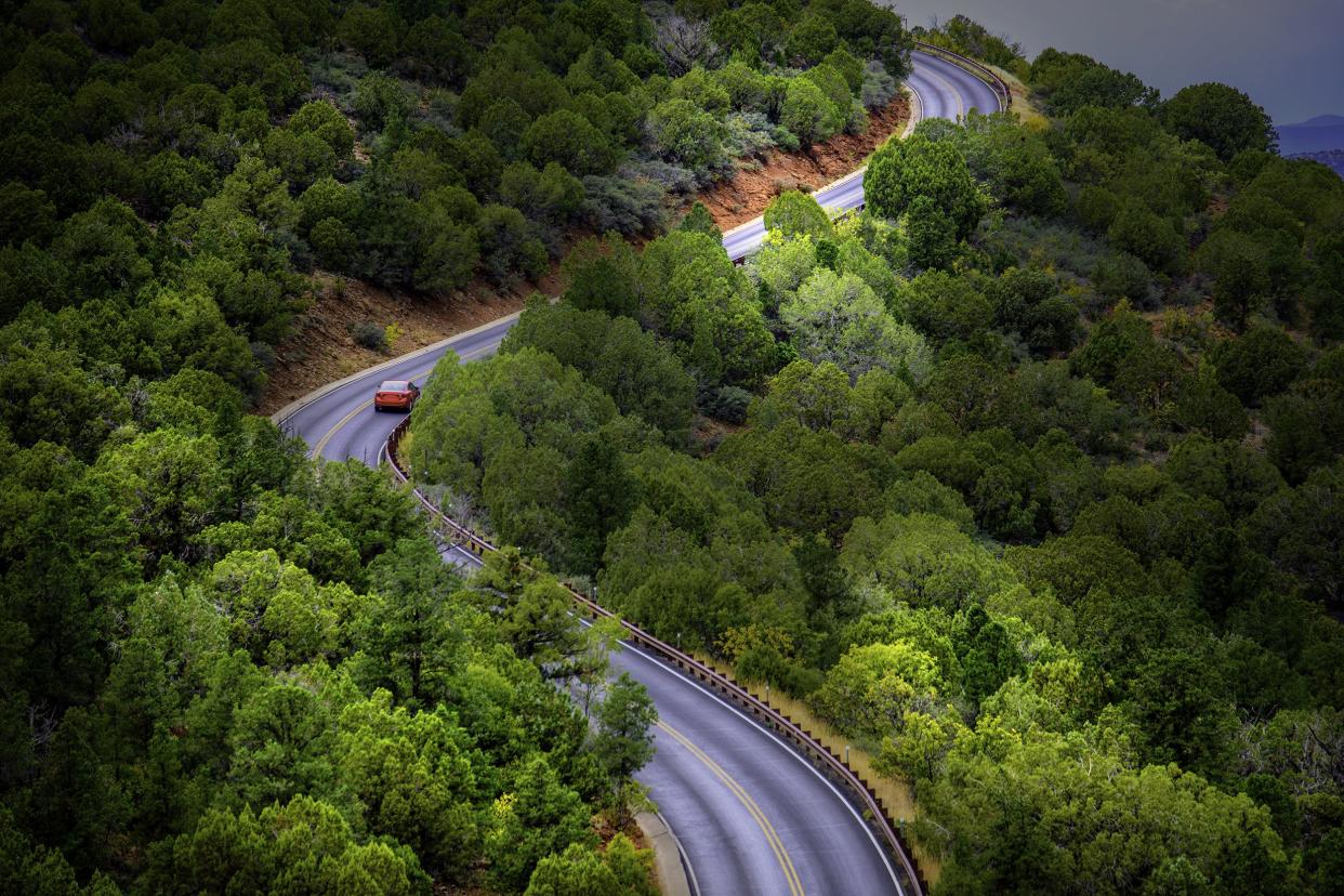 driving uphill in Sedona, Arizona