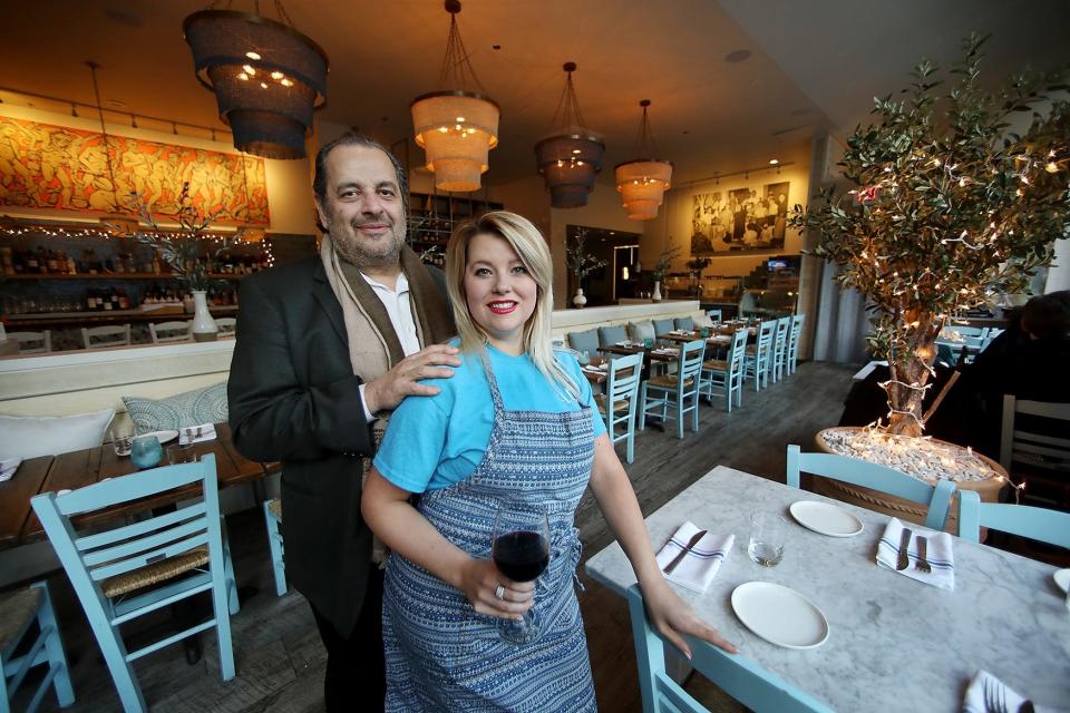Kleos owners Tom Bovis and his wife Lauren Lynch at the Westminster restaurant in 2018. The restaurant is now closed but the couple's Rosalina on Aborn Street remains open.