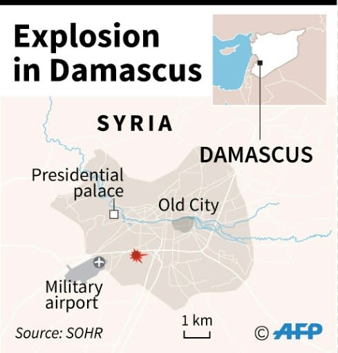 Map locating explosion in Damascus