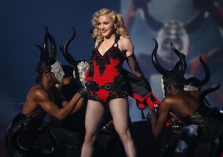 Madonna performs "Living for Love" at the 57th annual Grammy Awards in Los Angeles, California February 8, 2015. REUTERS/Lucy Nicholson