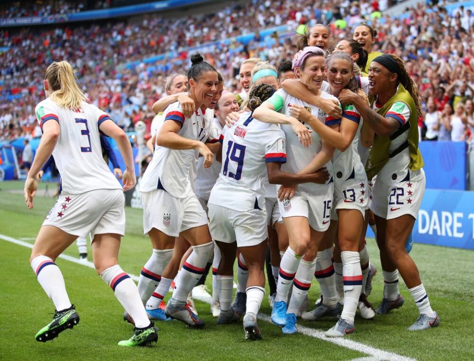 The team celebrating Rapinoe's game-winning goal in the 2019 Women's World Cup final | Richard Heathcote/Getty Images