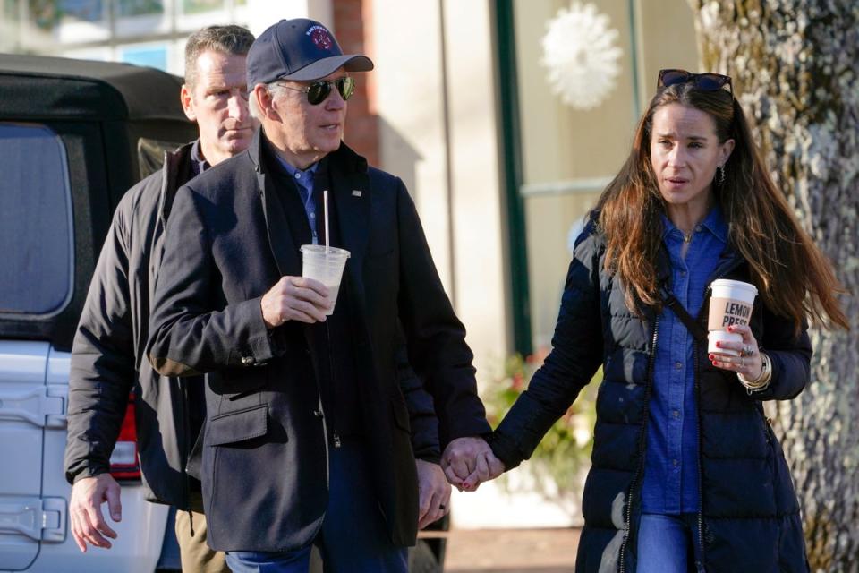 Joe Biden strolled around Nantucket with daughter Ashley on Saturday (Associated Press)