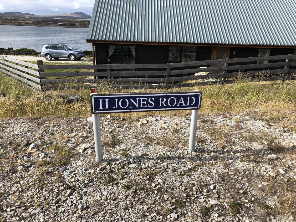 A road in Port Stanley, named after Lt Col H Jones (Henry Jones/PA)