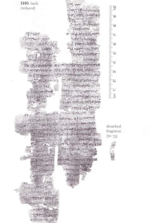 The back of the newly deciphered papyrus. It wasn't unusual in the ancient world for texts to be written on both sides.