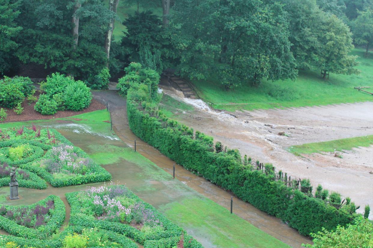 Flooding in 2019 at Lyme Park, Cheshire (PA)