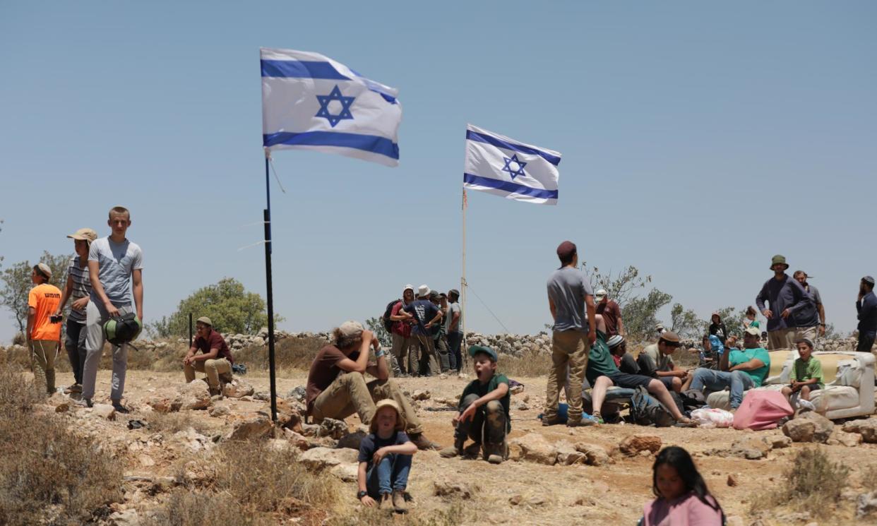 <span>Hashomer Yosh, which provides security for illegal settler outposts, has had its assets blocked by the US.</span><span>Photograph: Abir Sultan/EPA</span>