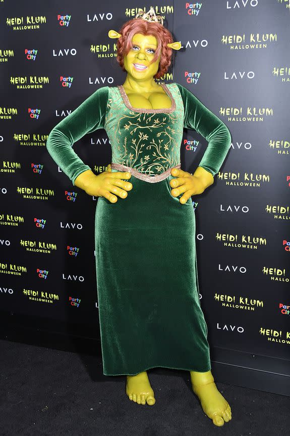 Heidi Klum as Princess Fiona from 'Shrek.' Ability to engage in martial arts undetermined.