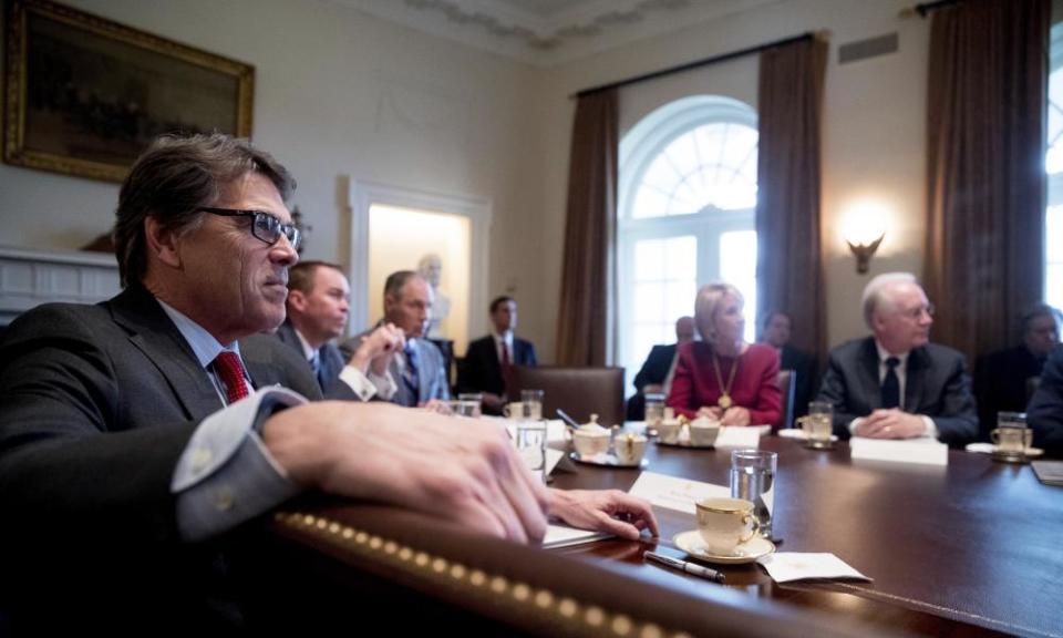 Rick Perry in a cabinet meeting at the White House in Washington on 13 March 2017.